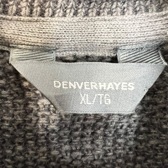 Grey 100% cotton shawl collar knit pullover grandpa sweater XL - Picture 8 of 9